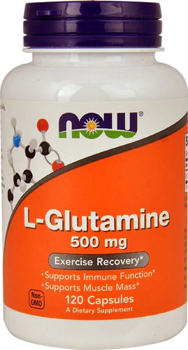 NOW L-Glutamina 500 mg - 120 Cápsulas Vegetais - Suporte Muscular e Imunidade