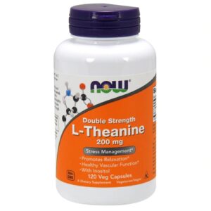 NOW L-Theanine Double Strength 200mg - 120 Cápsulas Veganas
