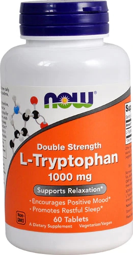 NOW L-Tryptophan 1000mg - 60 Comprimidos: Suporte Essencial para Bem-Estar