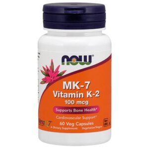 NOW MK-7 Vitamina K-2 100 mcg - 60 Cápsulas Vegetais - Saúde Óssea e Cardiovascular