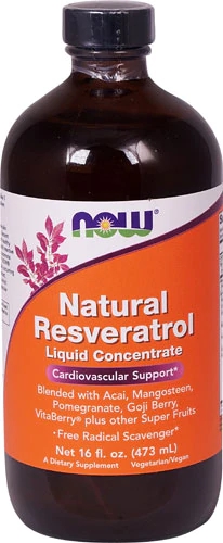NOW Natural Resveratrol Concentrado Líquido Suporte Cardiovascular - 473ml