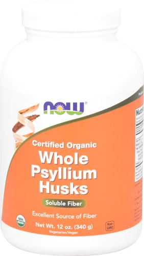 Psyllium em Casca Orgânico NOW Foods - 340g para Saúde Digestiva e Bem-Estar