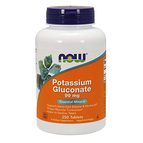 NOW Potassium Gluconate 99 mg - 250 Comprimidos - Suporte Mineral Essencial