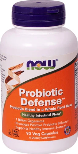 NOW Probiotic Defense™ - 90 Cápsulas Vegetarianas - Saúde Intestinal e Imunidade