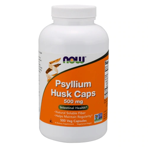 NOW Psyllium Husk Caps 500 mg - 500 Cápsulas Vegetais - Saúde Intestinal