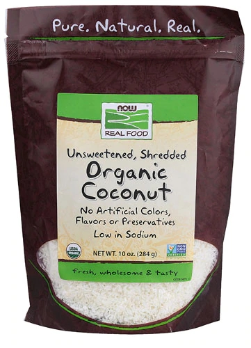 Coco Ralado Orgânico NOW Real Food Sem Açúcar - 283g: Puro Sabor e Nutrição Natural