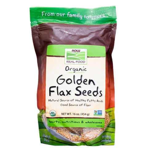 Sementes de Linhaça Dourada Orgânica NOW Real Food™ - 454g