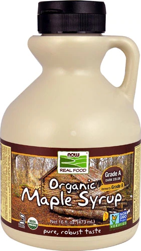 Xarope de Bordo Orgânico NOW Real Food Grade A Puro 473ml - Sabor Natural e Puro