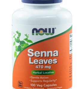 NOW Senna Leaves 470 mg - 100 Cápsulas Veganas para Bem-Estar Intestinal