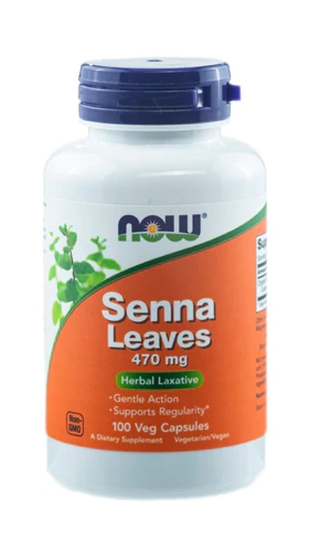 NOW Senna Leaves 470 mg - 100 Cápsulas Veganas para Bem-Estar Intestinal