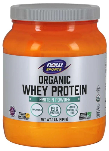 NOW Sports Whey Protein Orgânico Sem Sabor 454g - Nutrição Pura para Seus Músculos