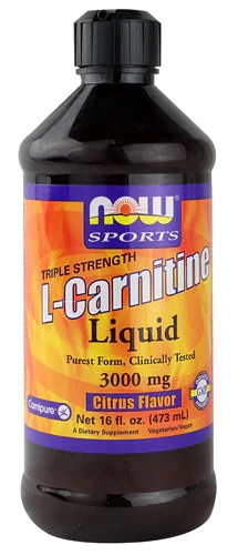 NOW Sports L-Carnitina Líquida Triple Strength Sabor Cítrico 3000mg - 473ml