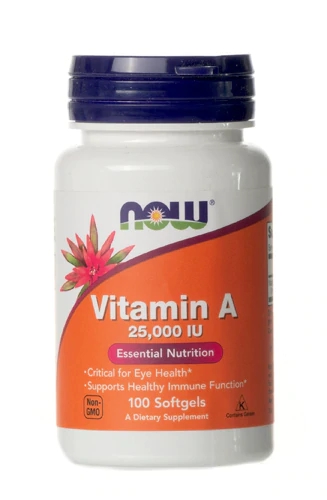 NOW Vitamina A 25000 UI - 100 Softgels - Alta Potência para Saúde Ocular e Imunidade