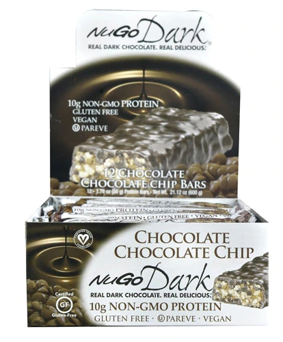 NuGo Nutrition NuGo Dark Chocolate Chocolate Chip - Barra Sem Glúten - 12 Barras (Aprox. 576g)