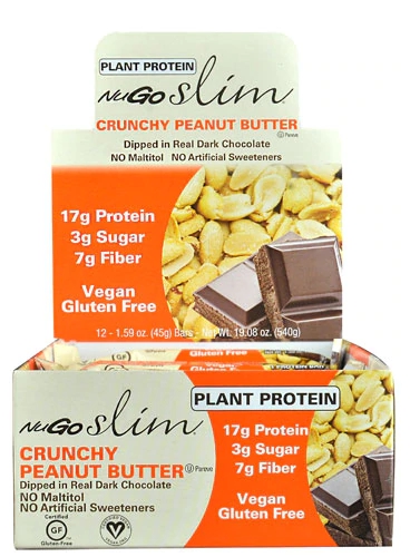 NuGo Nutrition NuGo® Slim Barras Proteicas Crocantes Amendoim Sem Glúten - 12 Barras (Aprox. 480g)