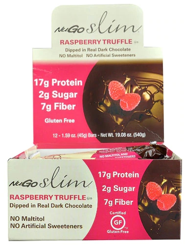 NuGo Nutrition NuGo® Slim Bars Gluten Free Raspberry Truffle - 12 Barras (Aprox. 50g cada)