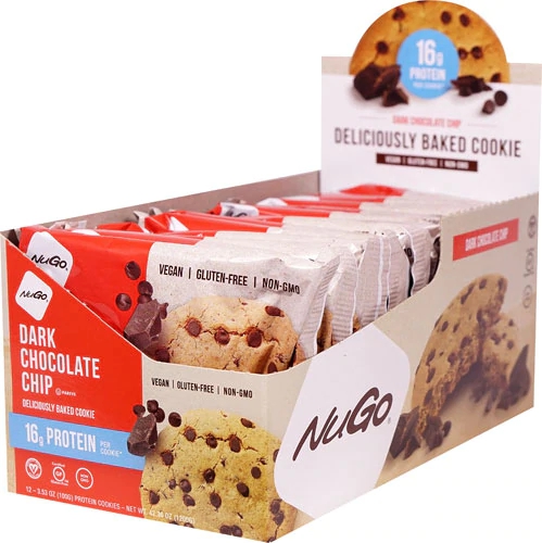 NuGo Nutrition Cookies de Proteína com Chocolate Amargo - 12 Unidades (Aprox. 408g)