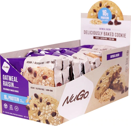 NuGo Nutrition Protein Cookies - Aveia e Passas - 12 Cookies Saborosos e Proteicos