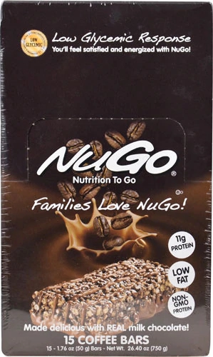 NuGo Nutrition To Go Bars Coffee -- 15 Bars