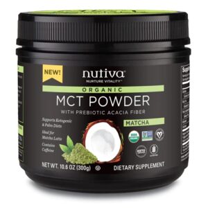 Nutiva MCT Powder com Fibra de Acácia Matcha - 300g