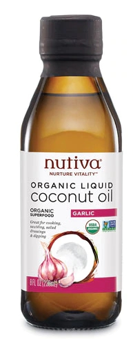 Óleo de Coco Líquido Orgânico Nutiva com Alho - 237ml (8 fl oz)