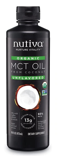 Óleo MCT Orgânico Nutiva de Coco Sem Sabor 473ml - Energia e Foco
