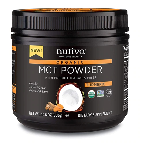 Nutiva MCT em Pó Orgânico com Cúrcuma - 300g | Energia e Bem-Estar