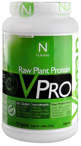 Proteína Vegetal NutraKey VPRO Raw Plant Protein Natural 762g - Pura e Natural