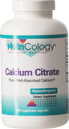 NutriCology Citrato de Cálcio - 180 Cápsulas Vegetarianas para Saúde Óssea