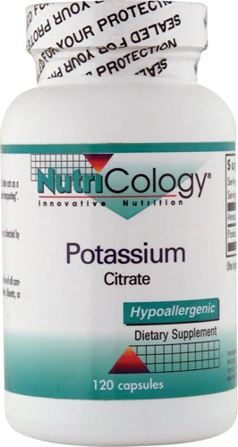NutriCology Citrato de Potássio 99mg - 120 Cápsulas - Suporte Eletrolítico