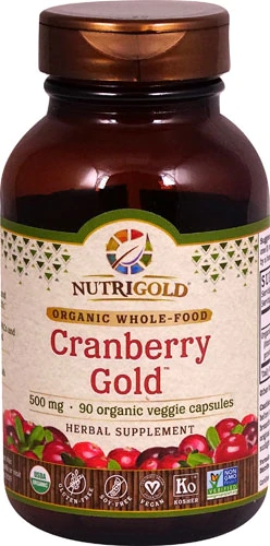 NutriGold Cranberry Gold 500mg - 90 Cápsulas Vegetais Orgânicas