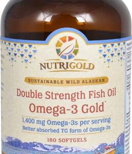Óleo de Peixe Nutrigold Double Strength Ômega-3 Gold 1400mg - 180 Cápsulas Softgel