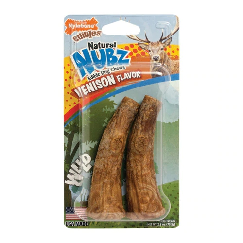 Nylabone Natural Nubs Osso Mastigável para Cães Antler Venison Médio - 2 Unidades