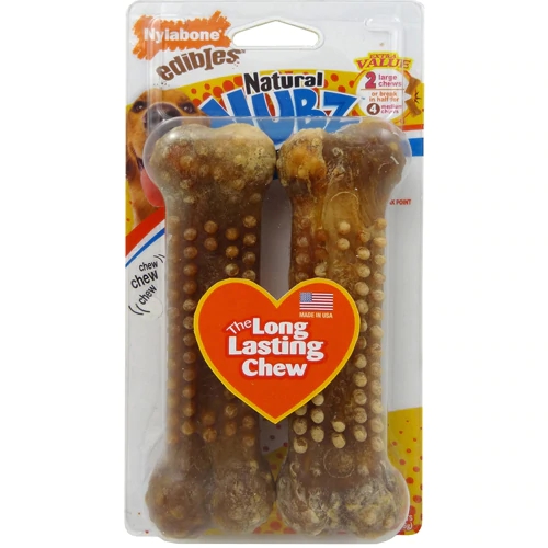 Nylabone Natural Nubz Mordedor Mastigável para Cães Grandes Sabor Frango - 2 Unidades