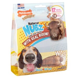 Nylabone Natural Nubz Edible Dog Chews Small Bison -- 12 Dog Treats