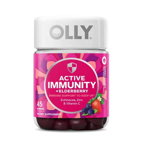 Olly Active Immunity + Elderberry Support Gummies Berry Brave -- 45 Gummies