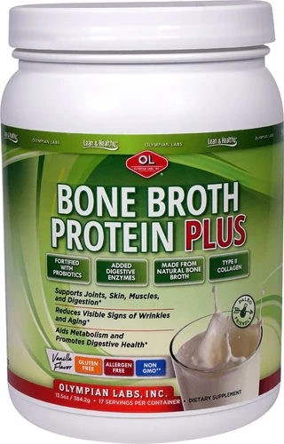 Olympian Labs Bone Broth Protein Plus Baunilha - 17 Porções - Colágeno e Probióticos
