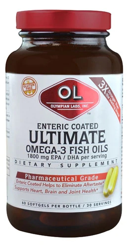 Olympian Labs Ômega 3 Óleo de Peixe Revestido Entérico 60 Cápsulas Softgel