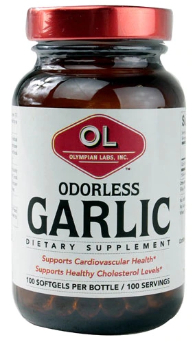 Olympian Labs Alho Odorless - 100 Cápsulas Softgel - Saúde Cardiovascular e Bem-Estar