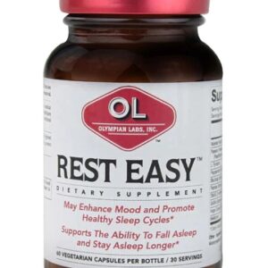 Olympian Labs Rest Easy 60 Cápsulas Vegetarianas - Suporte para o Sono e Relaxamento