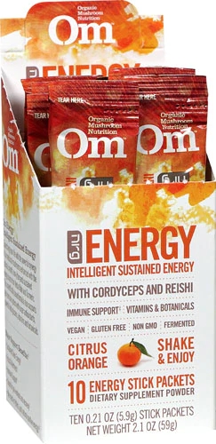 OM Organic Mushroom Nutrition Energy Citrus Orange - 10 Sachês de Energia