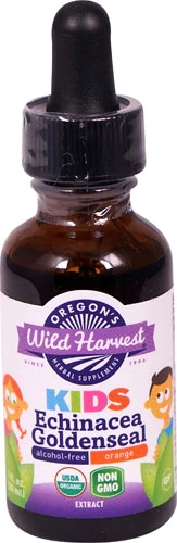 Oregon's Wild Harvest Echinacea Goldenseal Orgânico Laranja 30ml - Imunidade Infantil
