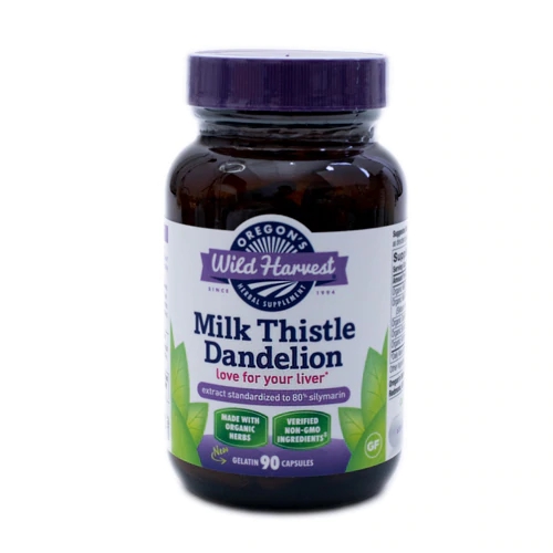 Oregon's Wild Harvest Milk Thistle Dandelion 90 Cápsulas Gelatinosas | Suporte ao Fígado