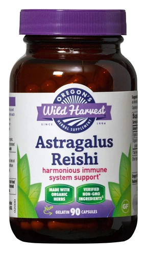 Oregon's Wild Harvest Astragalus e Reishi Orgânico - 90 Cápsulas de Gelatina