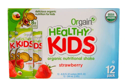 Orgain Healthy Kids® Shake Nutricional Orgânico Morango - 12 Unidades (Aprox. 2.1kg)
