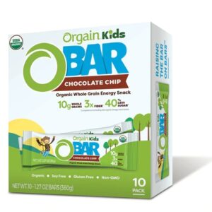 Orgain Kids O Bar Barra de Cereal Integral Orgânica Chocolate Chip - 10 Unidades (Aprox. 300g)