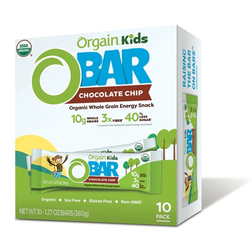 Orgain Kids O Bar Barra de Cereal Integral Orgânica Chocolate Chip - 10 Unidades (Aprox. 300g)