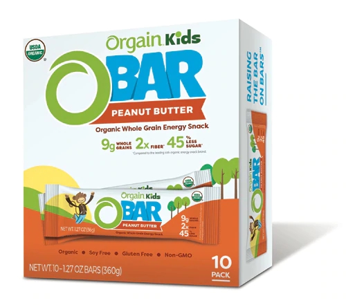 Orgain Kids Barras Energéticas de Grão Integral Orgânico Sabor Manteiga de Amendoim - 10 Barras (Aprox. 280g)