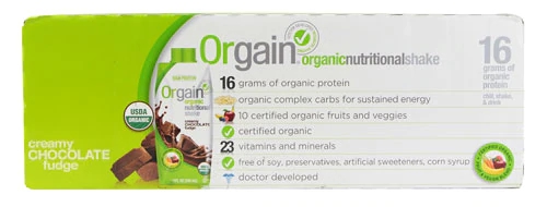 Orgain Shake Nutricional Orgânico Chocolate Fudge Cremoso 12 Unidades (Aprox. 4.1kg)