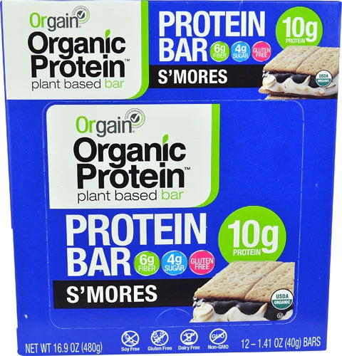 Orgain Barra de Proteína Orgânica S'Mores - 12 Barras (Aprox. 600g)